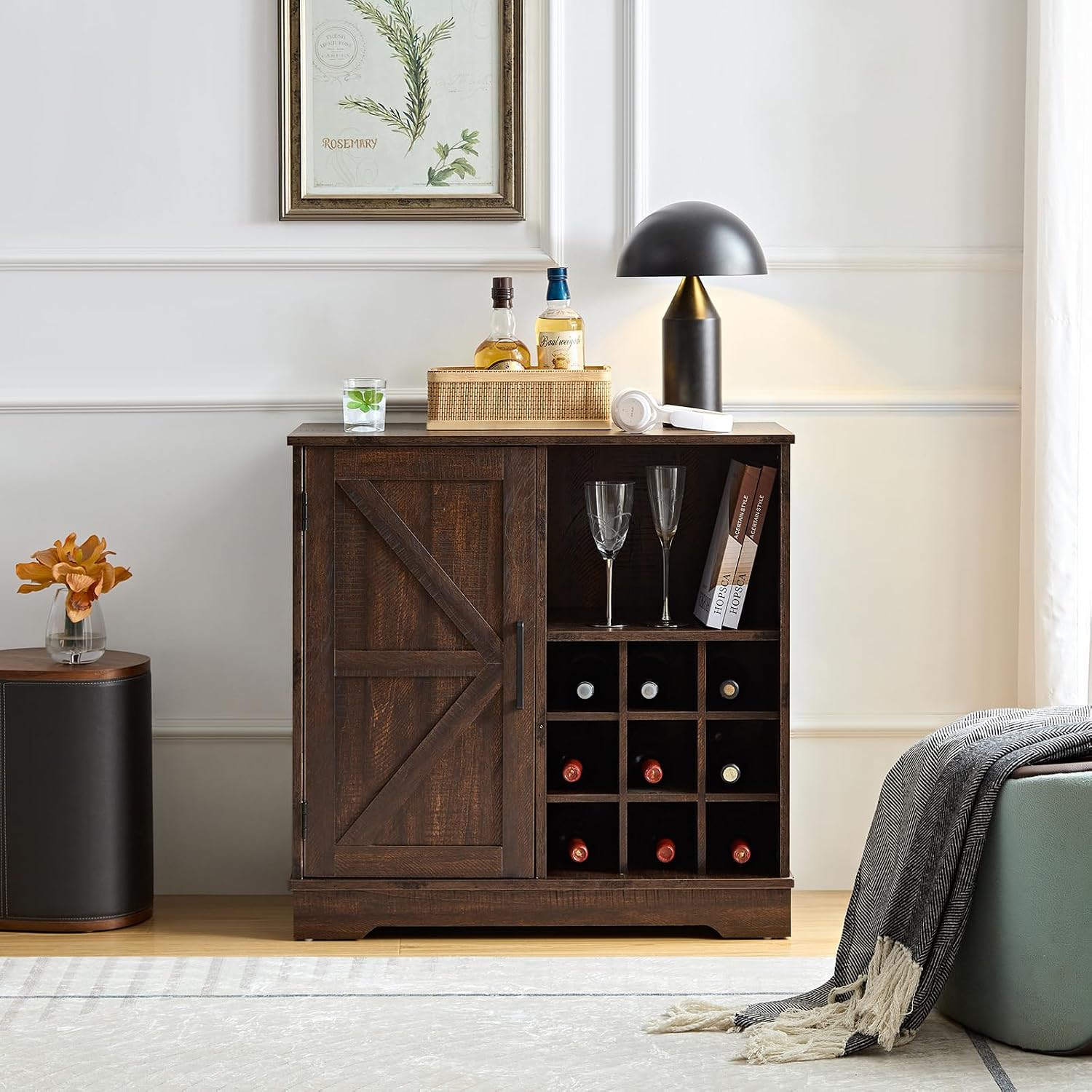 Home Bar Shelves - Farmhouse Bar Cabinet Wine Rack Glass