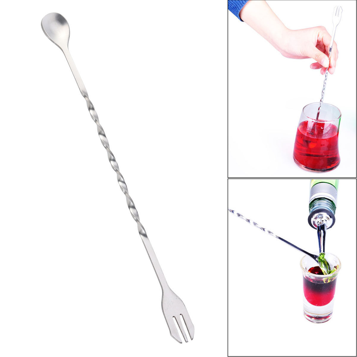 Bar Spoon Twisted - Stainless Steel Twisted Spoon Mixing Fork
