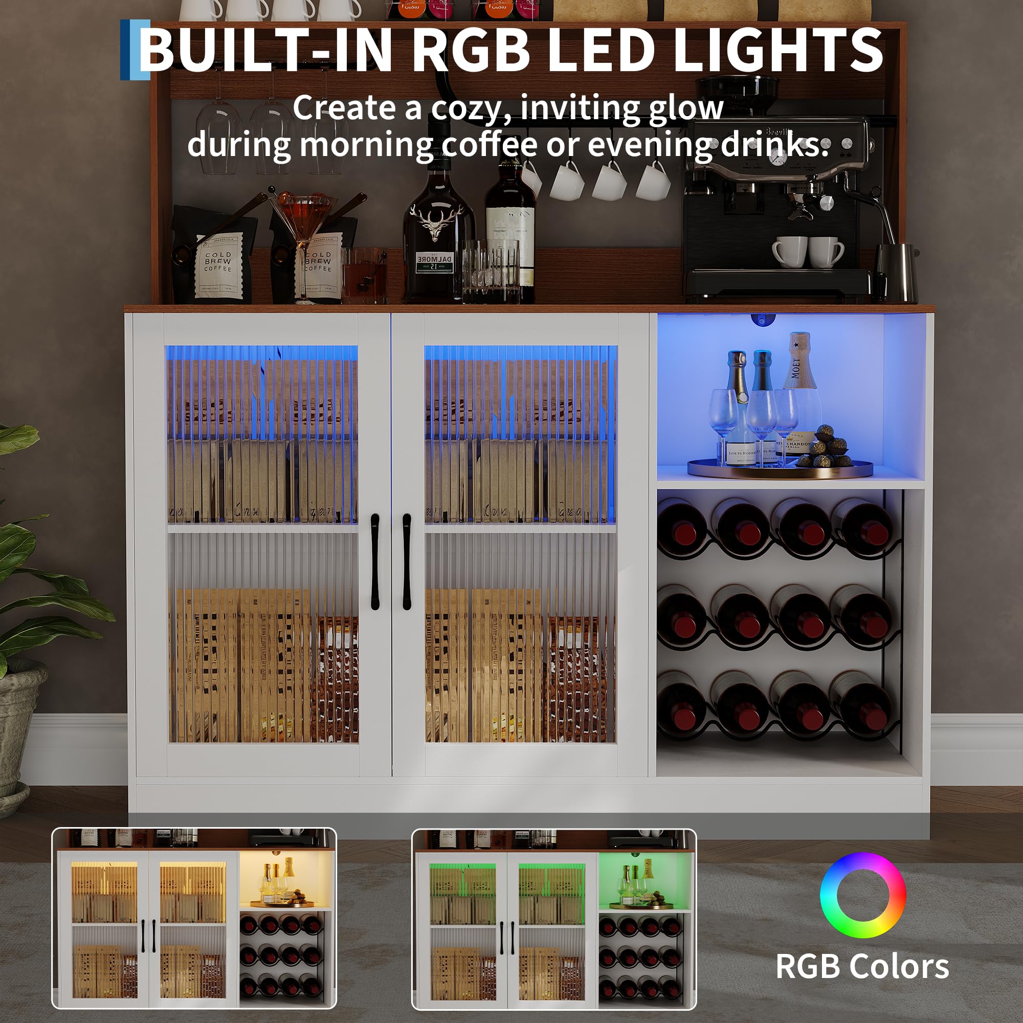 Wine Bar Cabinet With LED Ligh - огляд і ціна Home Bar Shelves