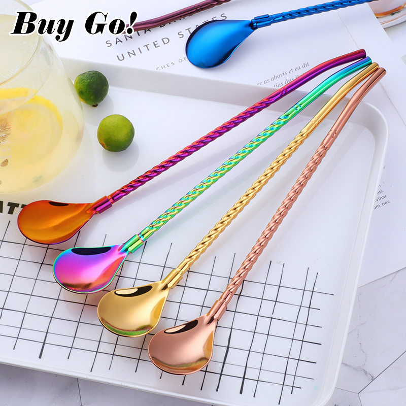 1PC Long Big Twisted Straw Spo - огляд і ціна Bar Spoon Twisted