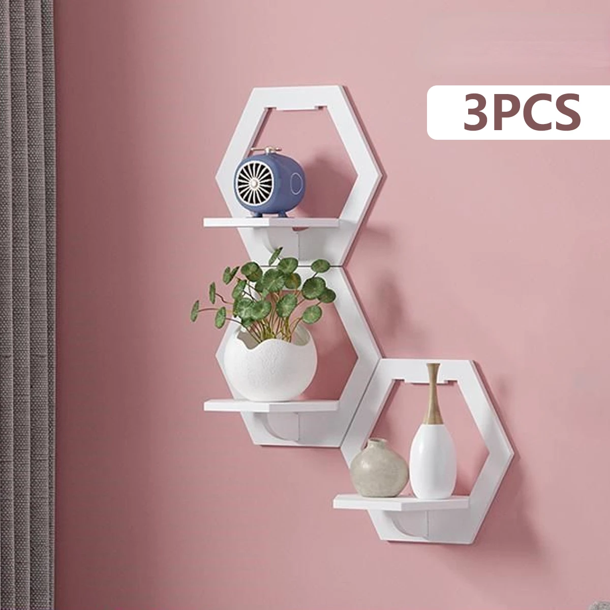 3Pcs Hexagon Wall Shelf Punch  - огляд і ціна Home Bar Shelf