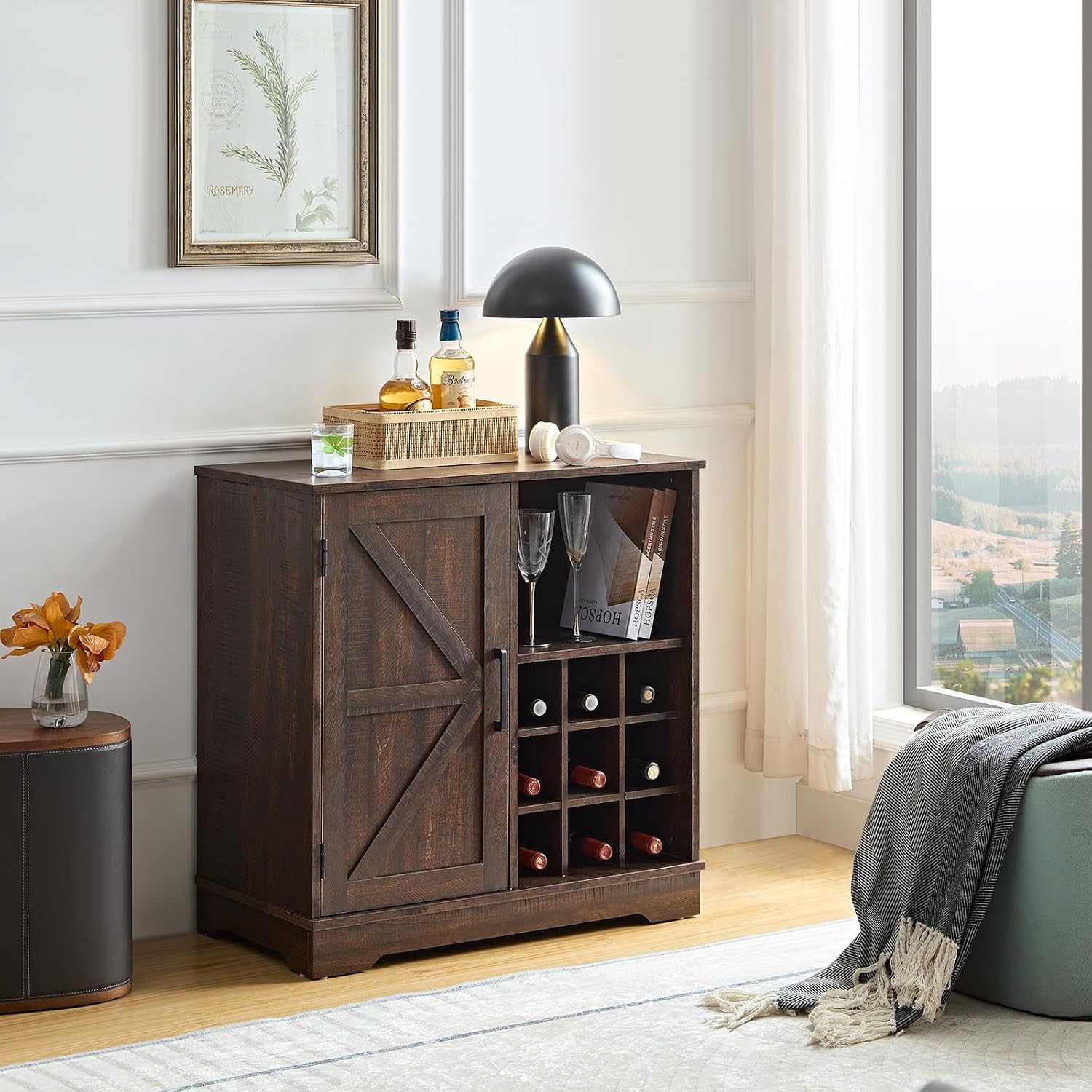 Farmhouse Bar Cabinet Wine Rac - огляд і ціна Home Bar Shelves
