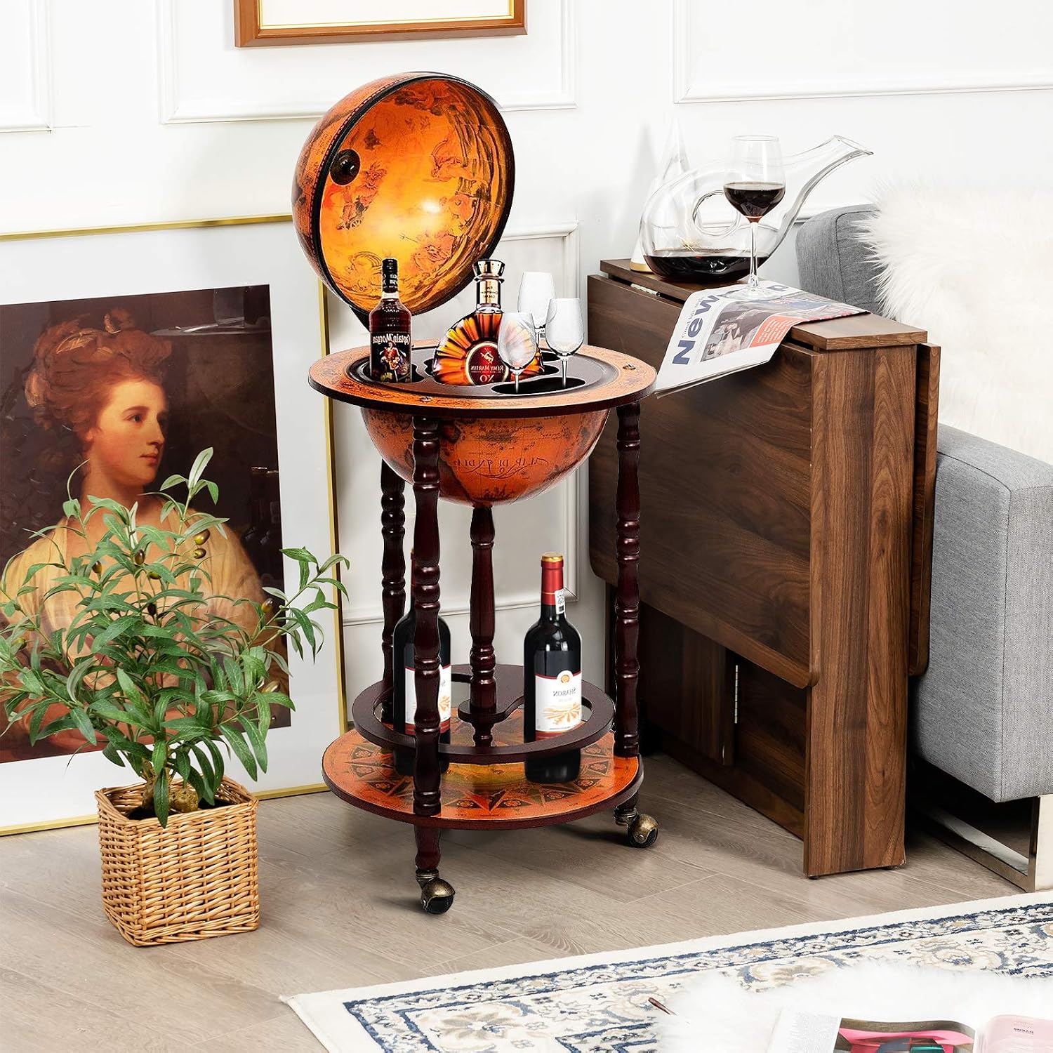 Globe Bar Cart Liquor Bar Cabi - огляд і ціна Home Bar Shelves