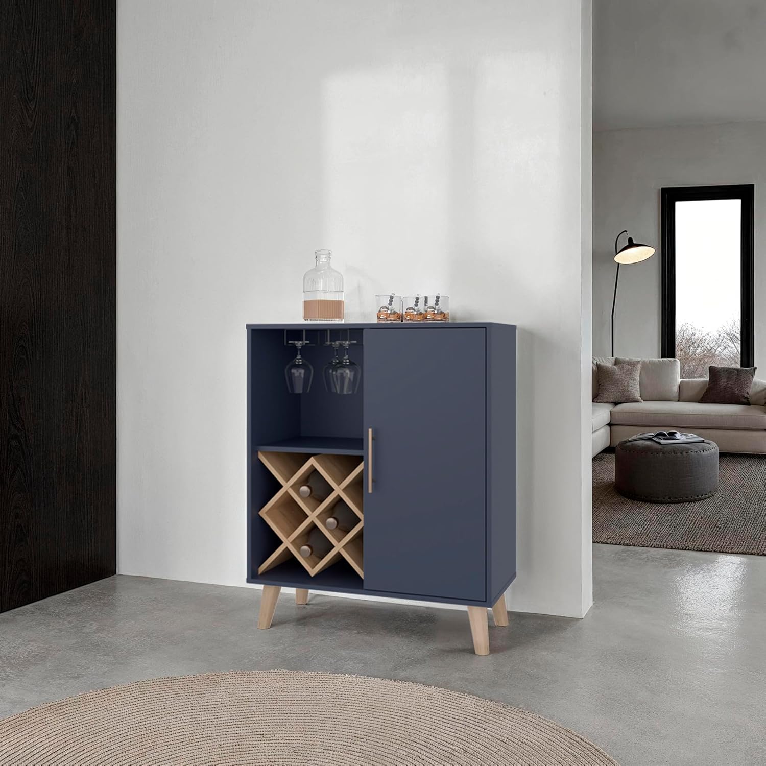 Oak Blue Bar Cabinet 4 Shelves - огляд і ціна Home Bar Shelves
