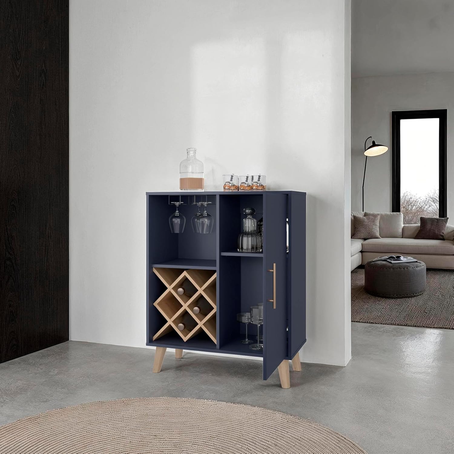 Oak Blue Bar Cabinet 4 Shelves - огляд і ціна Home Bar Shelves